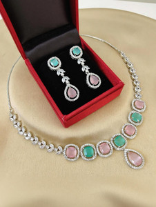 AKENTERPRISE Brass Silver Multicolor Jewellery Set