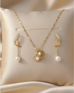 AASTTHAS COLLECTIONS Alloy, Stainless Steel Rhodium, Gold-plated Gold, White, Silver Jewellery Set