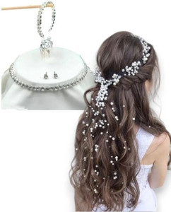 Jwala Plastic Silver White Jewellery Set