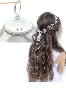 Jwala Plastic Silver White Jewellery Set