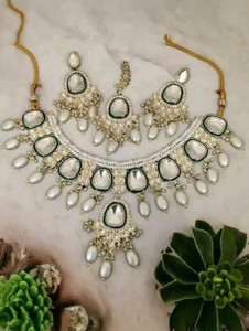 Gyaan Jewels Alloy Gold-plated White Jewellery Set