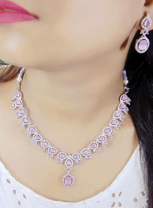 NEN COLLECTION Alloy Silver Pink Jewellery Set