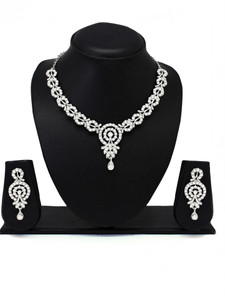 Atasi International Alloy Rhodium White Jewellery Set
