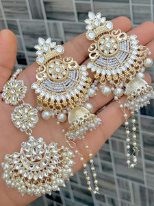 theostrichcollection Alloy Brass White Jewellery Set