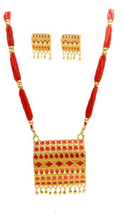 balaji gold Copper Gold-plated Red Jewellery Set