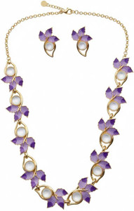 BHARDWAJ Brass Gold-plated Purple Jewellery Set