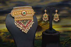 MFC Alloy Gold-plated Green Jewellery Set