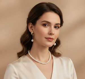 Aasthas Collection Mother of Pearl White Jewellery Set