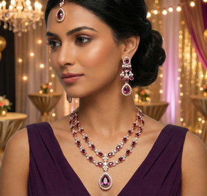 VATSALYA creation Alloy Gold-plated Purple Jewellery Set