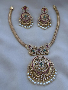 YIMBLI Brass Gold-plated Gold Jewellery Set