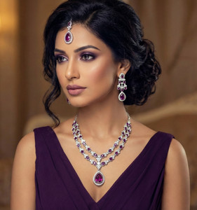 VATSALYA creation Alloy Gold-plated Purple, White Jewellery Set