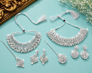 R A Enterprises Alloy Rhodium White Jewellery Set