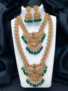 FALLALERY Alloy Brass Gold, Green Jewellery Set