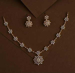 Fancy kf Brass Gold-plated White Jewellery Set