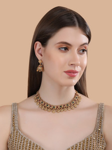 Fashion Frill Brass Gold-plated Gold Jewellery Set