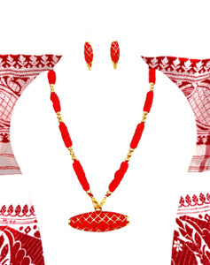 shree balaji gold Copper, Dori, Alloy Red Jewellery Set