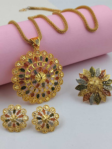 Niva Fashion Brass Gold-plated Multicolor Jewellery Set