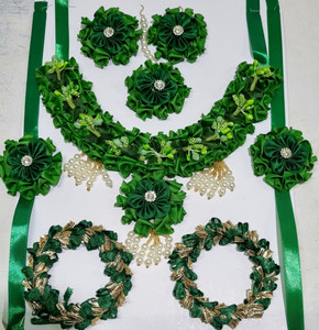 HANDEZZ Fabric Green Jewellery Set