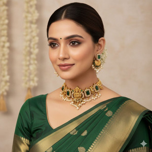 MEERAARTJEWELLERY Brass Gold Jewellery Set