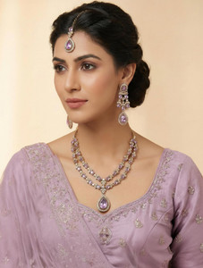 VATSALYA creation Alloy Gold-plated Purple Jewellery Set