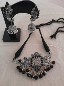 Tvaam Alloy Black, Silver Jewellery Set