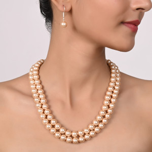 Ratnavali Jewels Mother of Pearl Beige Jewellery Set