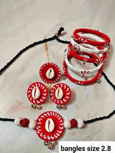 FASHION HOUSE Fabric Red Jewellery Set