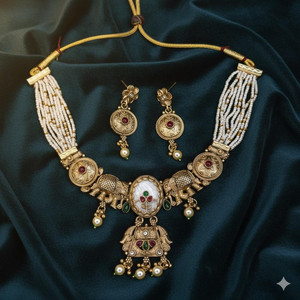 STYLE STATION Brass, Alloy Gold Jewellery Set