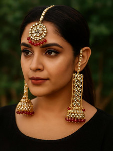 Pink Princess Alloy Gold-plated Maroon Jewellery Set