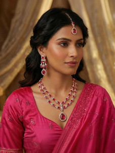 VATSALYA creation Alloy Gold-plated Pink Jewellery Set