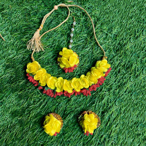 RUDRIKA Fabric Yellow Jewellery Set