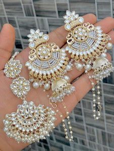 brado jewellery Brass Gold-plated Gold, White Jewellery Set