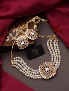 Lc Jewelz Alloy Gold-plated White Jewellery Set
