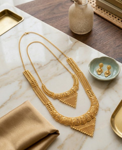 ELEGANCE BY EVA Brass Gold-plated Gold Jewellery Set