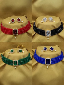 ABHRIK IMITATION Shell Gold-plated Platinum Jewellery Set