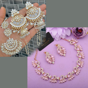 brado jewellery Brass Gold-plated Gold, White, Purple, Rose Gold Jewellery Set