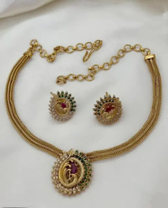 RUJVE JEWELLERY Brass, Copper Gold-plated Gold Jewellery Set