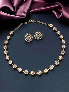 NAKMAN JEWELLERY Brass, Copper Gold-plated White Jewellery Set