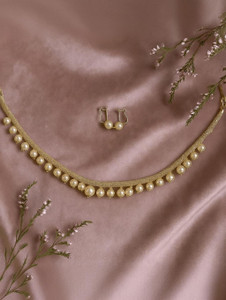 JETT Mother of Pearl Gold Jewellery Set