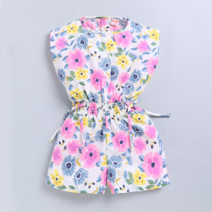 Snuggly Monkey Floral Print Girls Jumpsuit