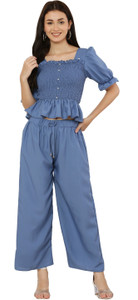 FASHIONZILLA Women Crop Top Palazzo Set