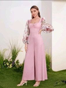 KI STUDIO Floral Print, Solid Women Jumpsuit