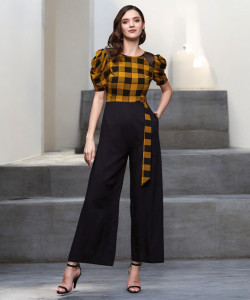 Miss Chase Checkered Women Jumpsuit