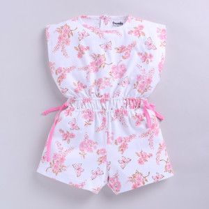 Snuggly Monkey Floral Print Girls Jumpsuit
