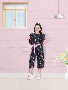 CUTIEKINS Floral Print Girls Jumpsuit