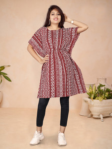 सेलविफैब प्रिंटेड पॉली क्रेप महिलाएँ कफ्तान