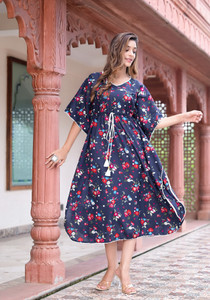 AKIKO Floral Print Pure Cotton Women Kaftan