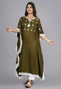 MF HAYAT Embroidered Rayon Women Kaftan