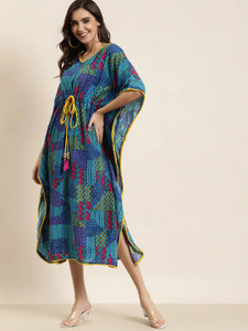 AKIKO Floral Print Pure Cotton Women Kaftan