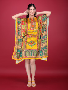 SILKSUTRA Printed Silk Blend Women Kaftan